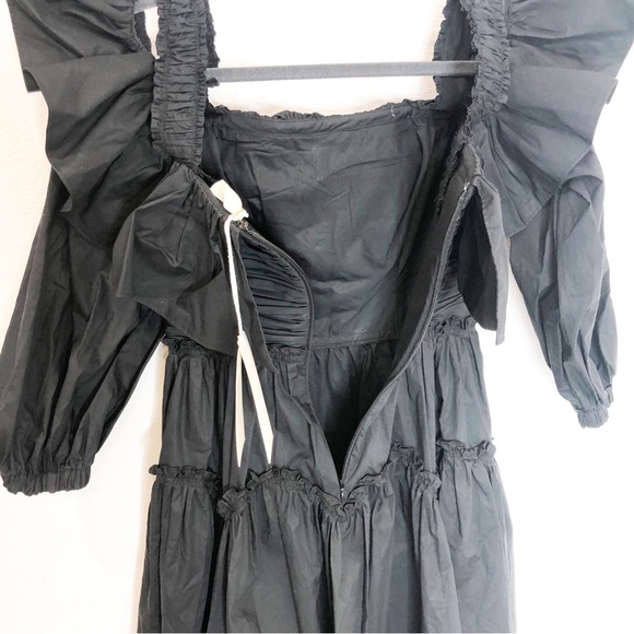 Ulla Johnson Caprice Poplin Off the Shoulder Midi Dress Noir Black Size 2 NEW - Picture 13 of 16